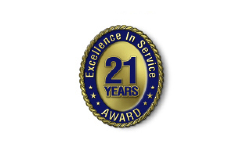 Excellence in Service - 21 Year Award